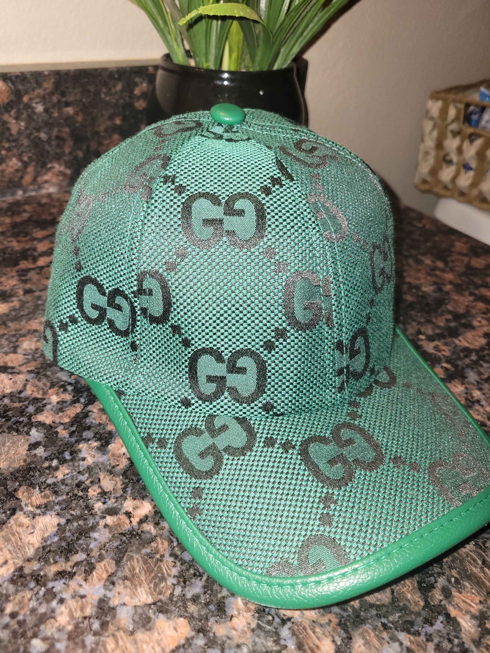 Gucci Green Jumbo Monogram Baseball Cap - Picture 3 of 12
